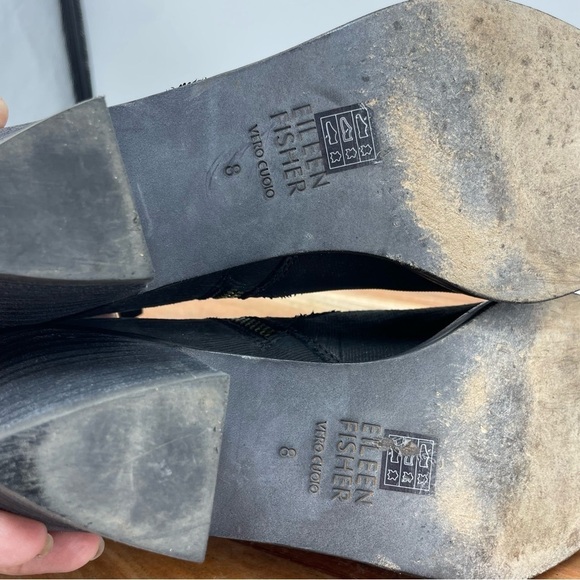 Eileen Fisher Womens Murphy Black Side Zip Ankle Boots Size 8 - Picture 6 of 7